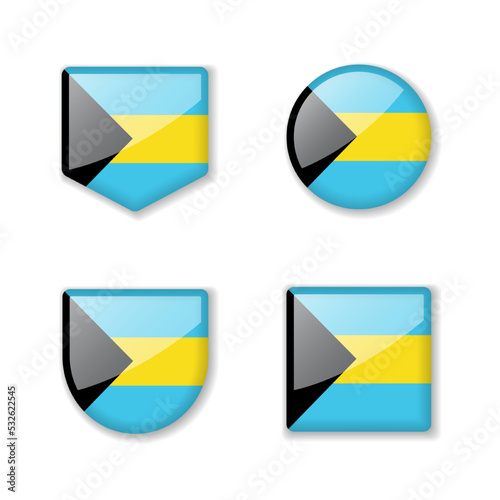 Free Download Flags of Bahamas - glossy collection. - GFXLoad