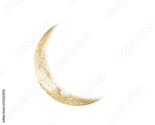 Quarter yellow sphere moon graphic on transparent background photo