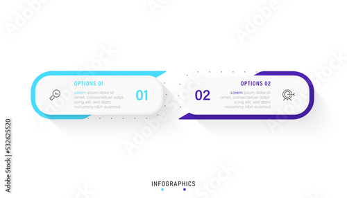 Vector Infographic label design template with icons and 2 options or steps. Can be used for process diagram, presentations, workflow layout, banner, flow chart, info graph.