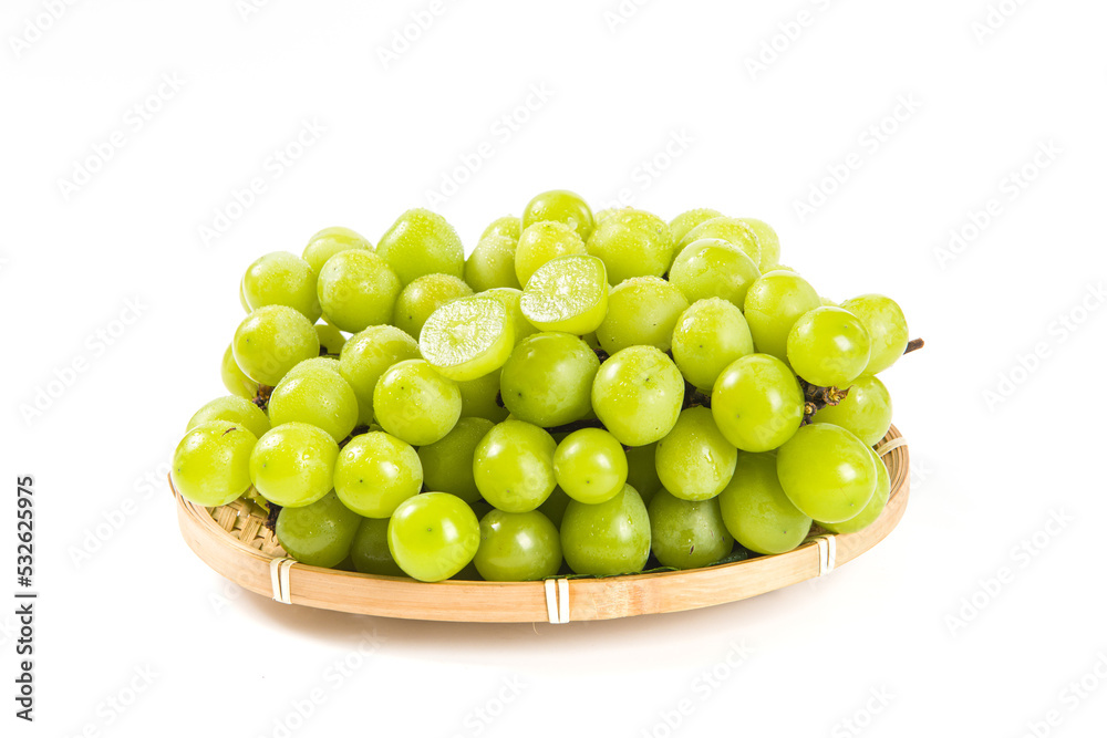 bunch of fresh green Shine Muscat grape isolated on white background bunch of fresh green Shine Muscat grape isolated on white background