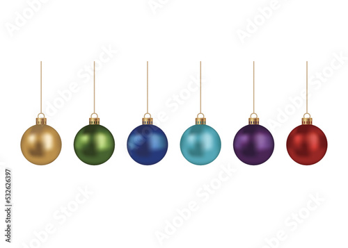 Realistic Christmas Balls Vector Illustration Set Isolated On A White Background.