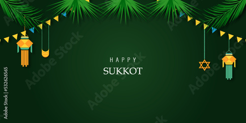 Sukkot Israel's festival vector illustration, background photo