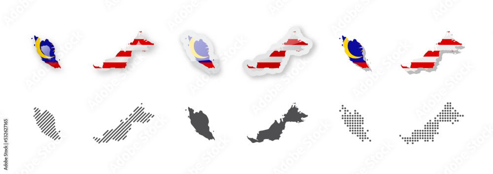 Malaysia - Maps Collection. Six maps of different designs. Malaysia - Maps Collection. Six maps of different designs.