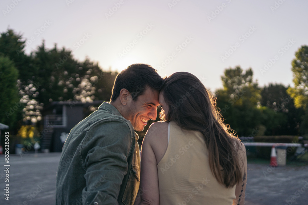 Couple dating at an outdoor drive-in cinema Couple dating at an outdoor drive-in cinema