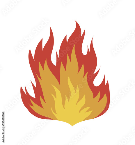 Fire flames, bright fireball, cartoon campfire heat isolated icons set. Vector wildfire and red hot bonfire, animated flame. Sparkling ignite, furious flammable fiery combustion