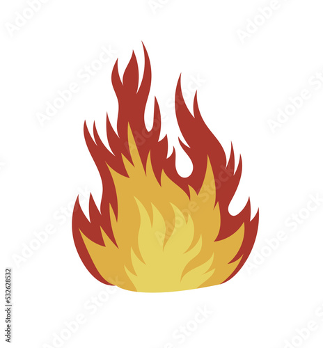 Fire flames, bright fireball, cartoon campfire heat isolated icons set. Vector wildfire and red hot bonfire, animated flame. Sparkling ignite, furious flammable fiery combustion