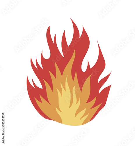 Fire flames, bright fireball, cartoon campfire heat isolated icons set. Vector wildfire and red hot bonfire, animated flame. Sparkling ignite, furious flammable fiery combustion