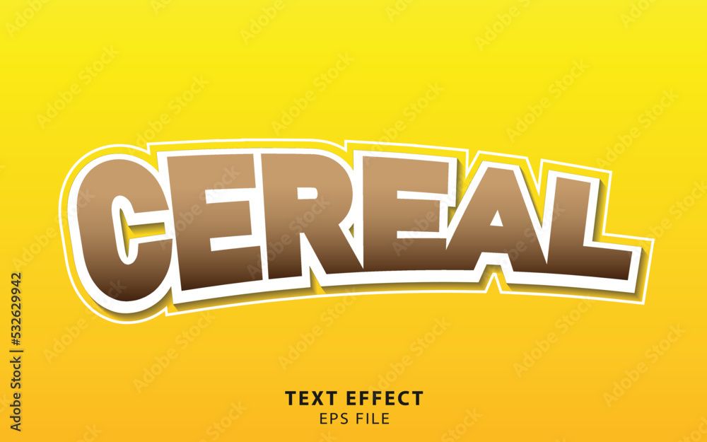 Cereal text effect template with bold font concept use for food, brand