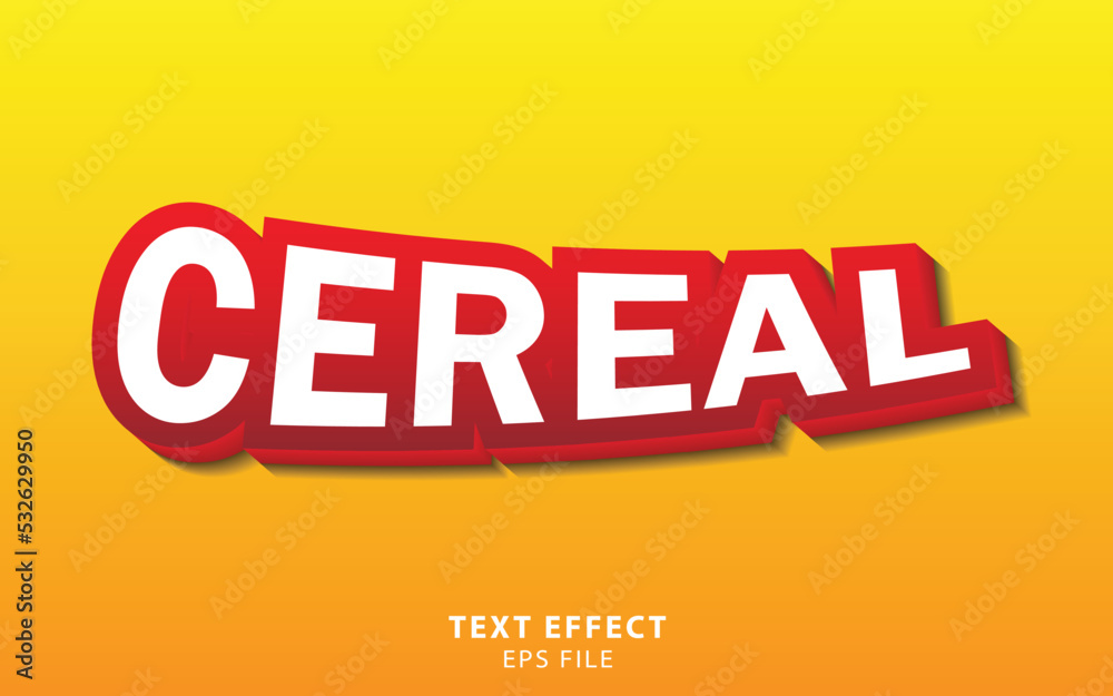 Cereal text effect template with bold font concept use for food, brand