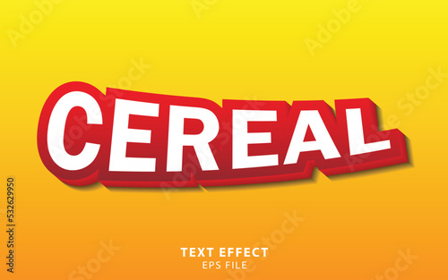 Cereal text effect template with bold font concept use for food, brand label, headline and logo. Vector illustration