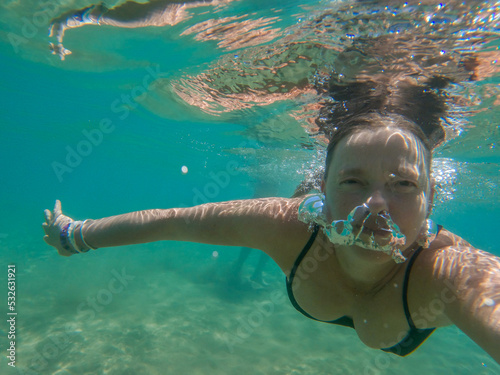 woman underwater portrait