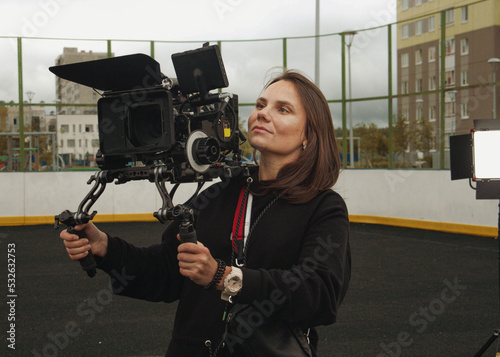 Female cameraman photo
