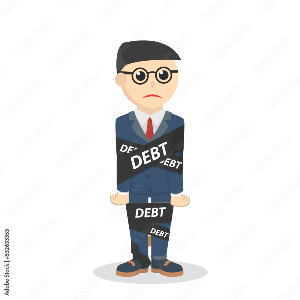 businessman bound debt design people
