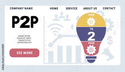 p2p peer to peer acronym. business concept background. vector illustration concept with keywords and icons. lettering illustration with icons for web banner, flyer, landing pag