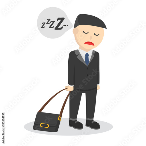 businessman feel sleepy to work