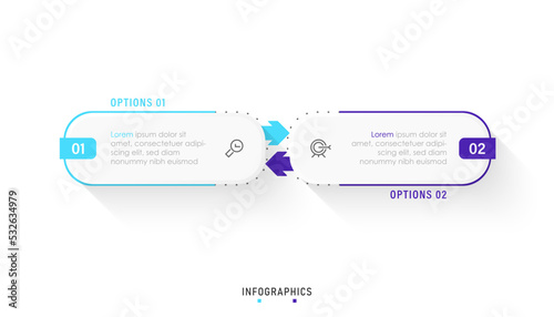 Vector Infographic label design template with icons and 2 options or steps. Can be used for process diagram, presentations, workflow layout, banner, flow chart, info graph.
