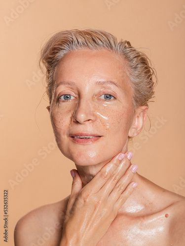 Beauty portrait with eye patches  photo