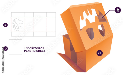 packaging box die cut template and 3D mockup