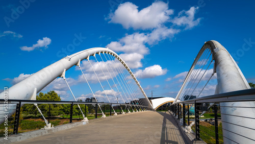 The Peter Courtney Minto Island Bridge over Willamette River at Riverfront City Park in Salem, Oregon