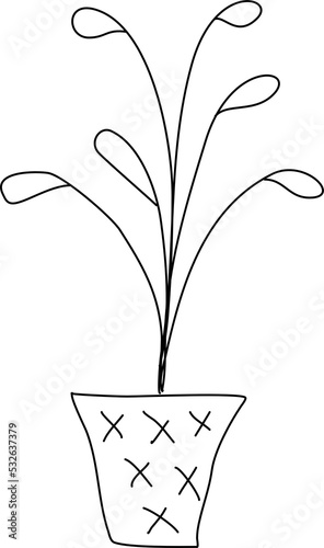 Hand drawn floral. Element pencil sketch flower.