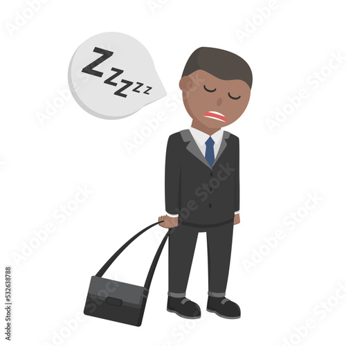 businessman.african feel sleepy to work