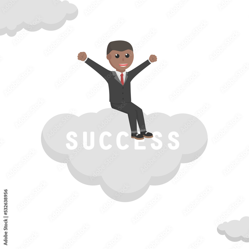 businessman african sitting in success cloud businessman african sitting in success cloud