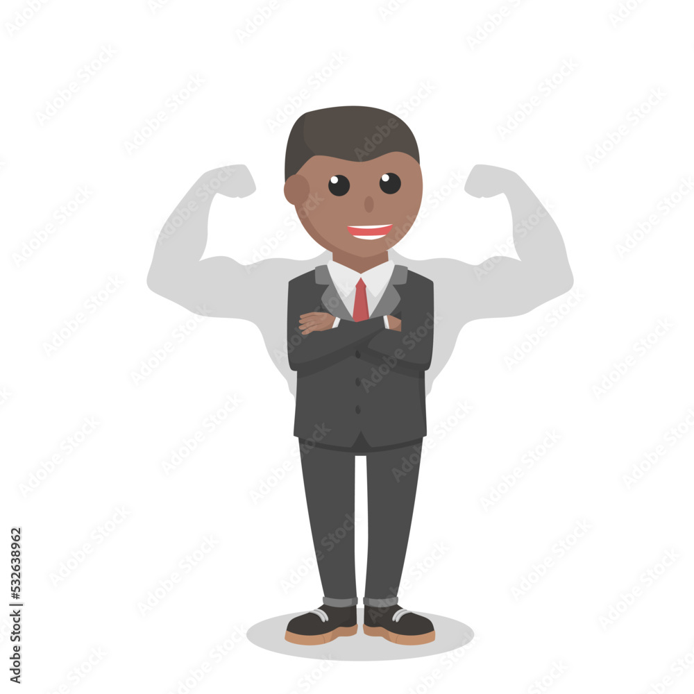 businessman african muscular shadow design character on white background businessman african muscular shadow design character on white background