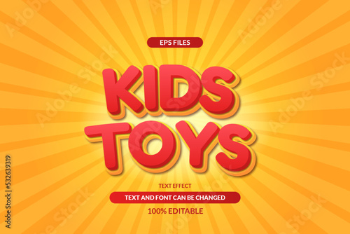 Kids toy playful kindergarten baby editable text effect. eps vector file