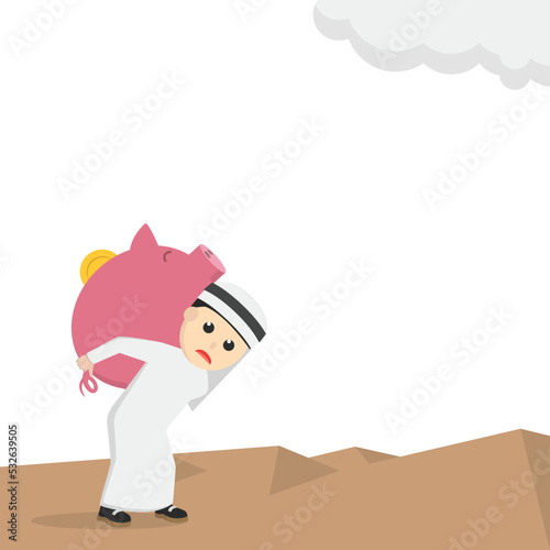 businessman arabian lifting piggy bank