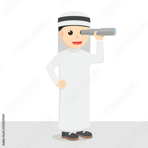 businessman arabian looking by telescope