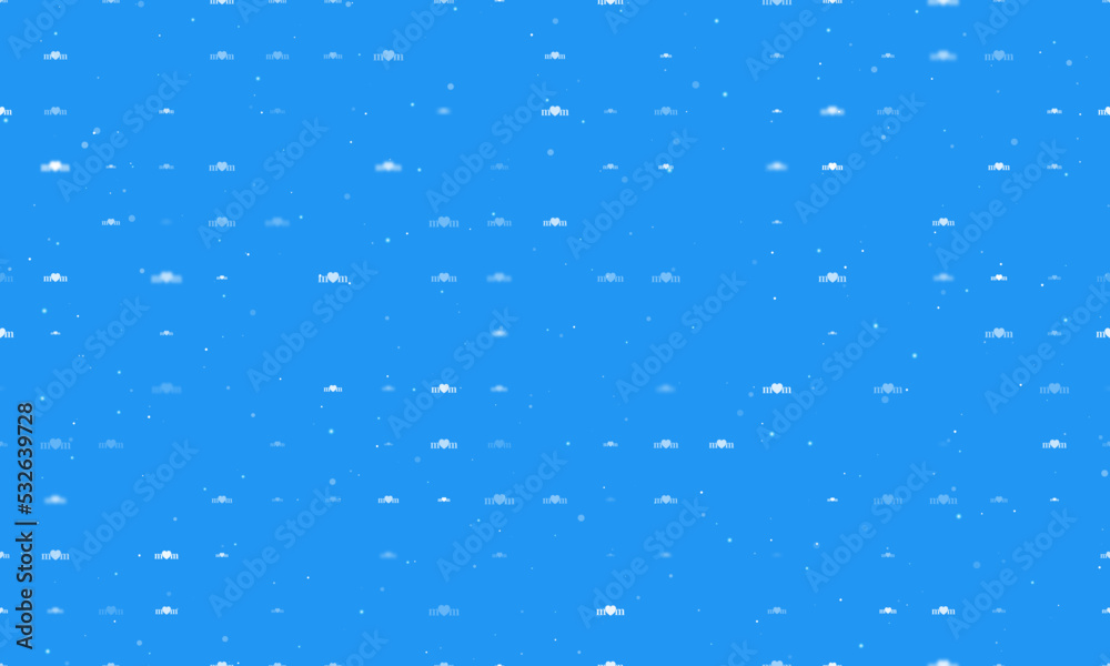 Seamless background pattern of evenly spaced white mother's day symbols of different sizes and opacity. Vector illustration on blue background with stars Seamless background pattern of evenly spaced white mother's day symbols of different sizes and opacity. Vector illustration on blue background with stars