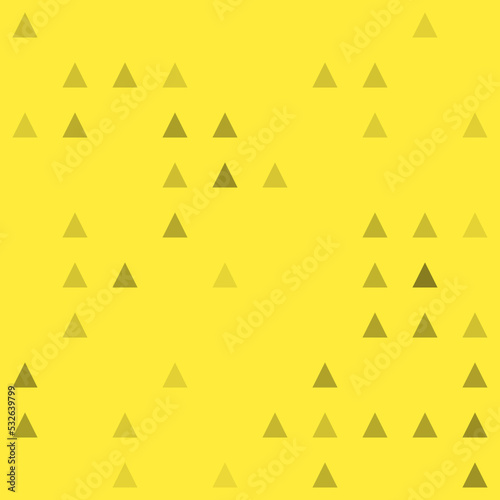 Abstract seamless geometric pattern. Mosaic background of black triangles. Evenly spaced big shapes of different color. Vector illustration on yellow background