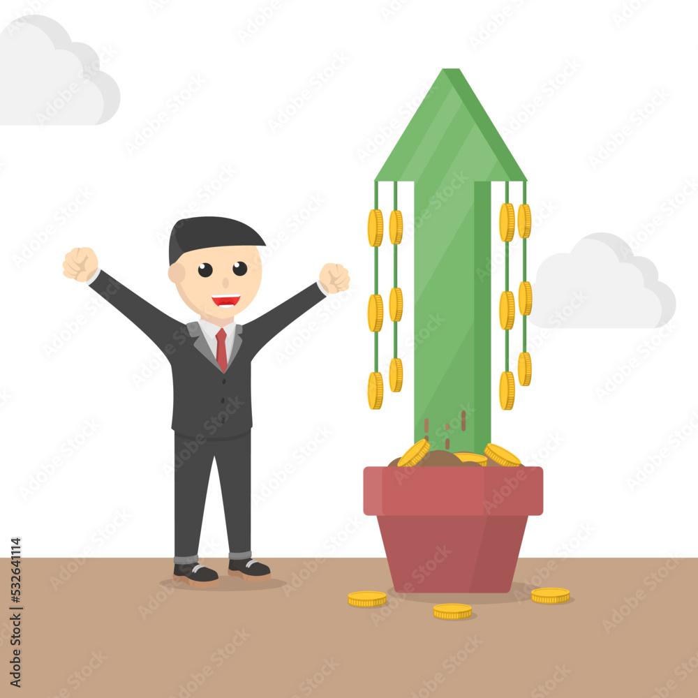businessman happy profit progress up design businessman happy profit progress up design
