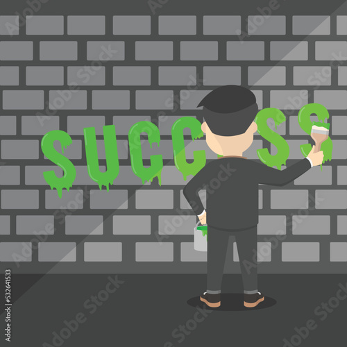 businessman painting the wall success design people