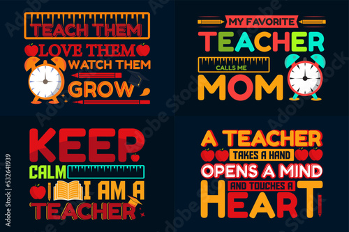 Teachers' Day T-shirt Design, Typography Qoutes T-shirt Bundle