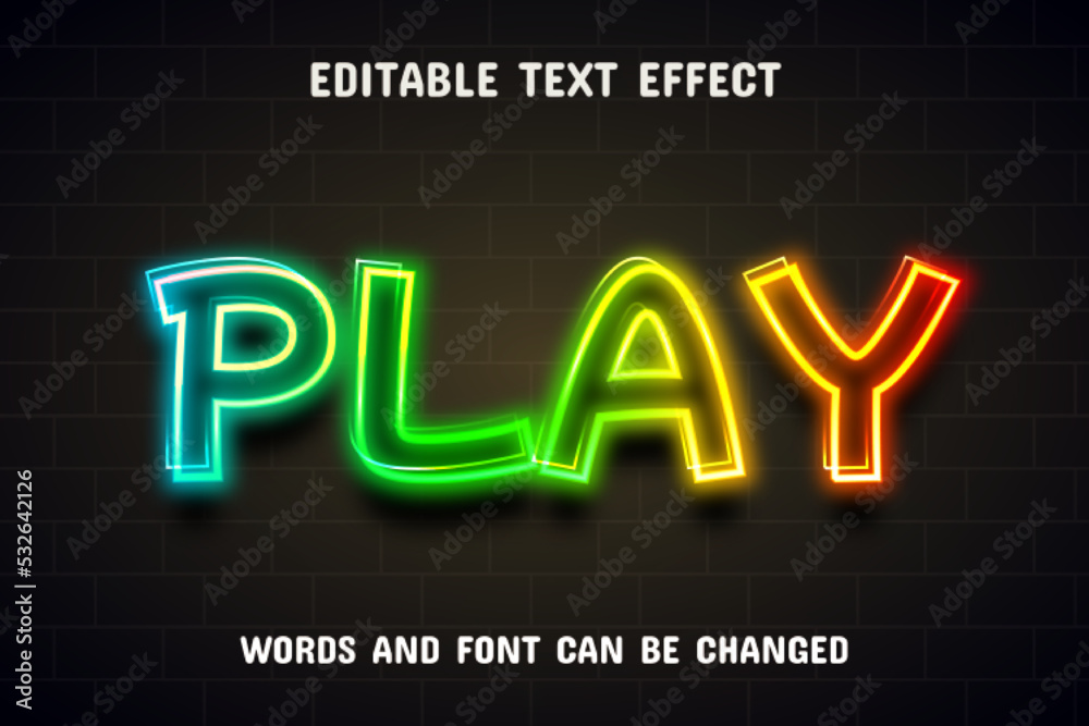 Play neon text effect