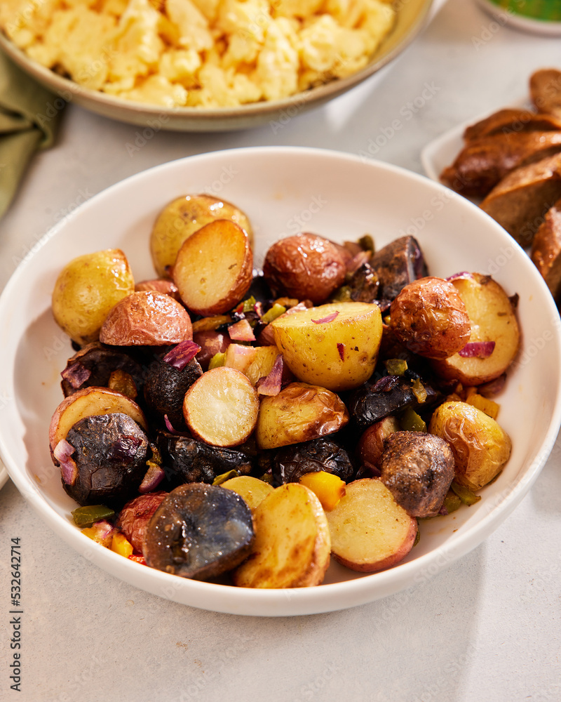 Closeup Breakfast Roasted Potatoes Closeup Breakfast Roasted Potatoes