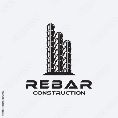 rebar concrete construction logo design vector for business idea