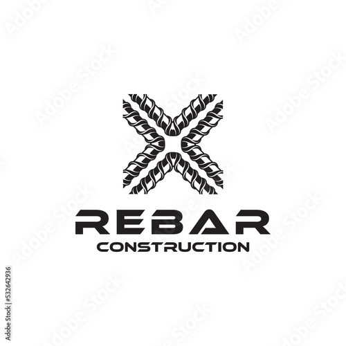 rebar concrete construction logo design vector for business idea