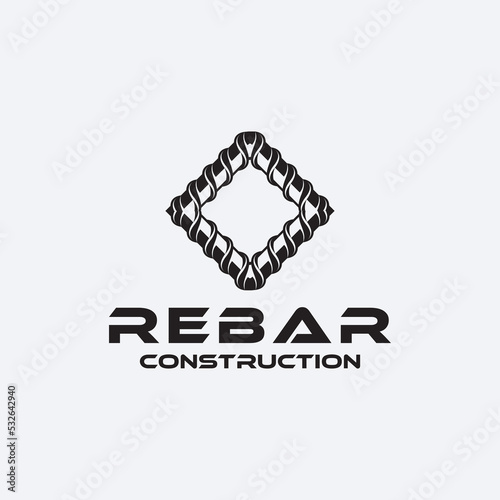rebar concrete construction logo design vector for business idea