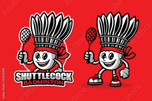 Badminton shuttlecock mascot cartoon character - Stock vector image