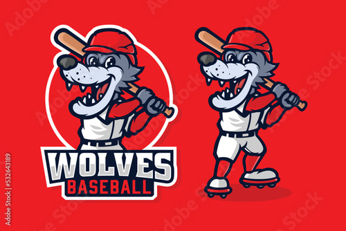 Wolves Wolf baseball mascot character, Stock vector image