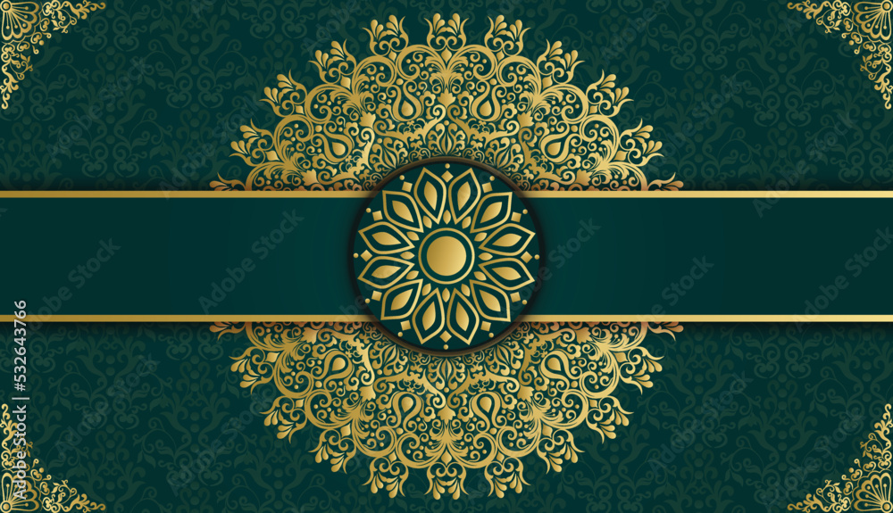 Beautiful luxury mandala design background in gold color. Decorative golden greeting card. Design for invitation, wedding card, Diwali, decoration. India, Indian, Arabic, Damask, Asian, Turkish Beautiful luxury mandala design background in gold color. Decorative golden greeting card. Design for invitation, wedding card, Diwali, decoration. India, Indian, Arabic, Damask, Asian, Turkish