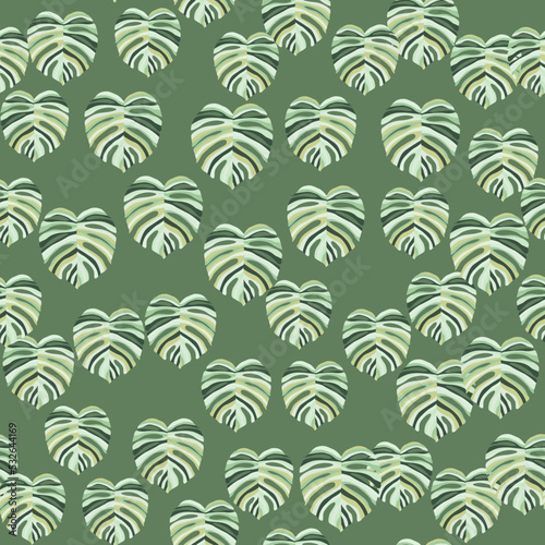Monstera leaf tropical seamless pattern. palm leaves endless background. Botanical wallpaper.