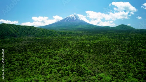 青木ヶ原樹海と富士山を空撮