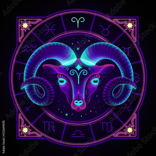 Neon zodiac sign of Aries
