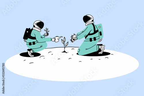 Two Astronaut Planting a Tree