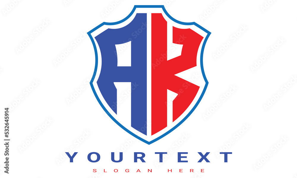 Fototapeta premium AK Two letters shield logo design.