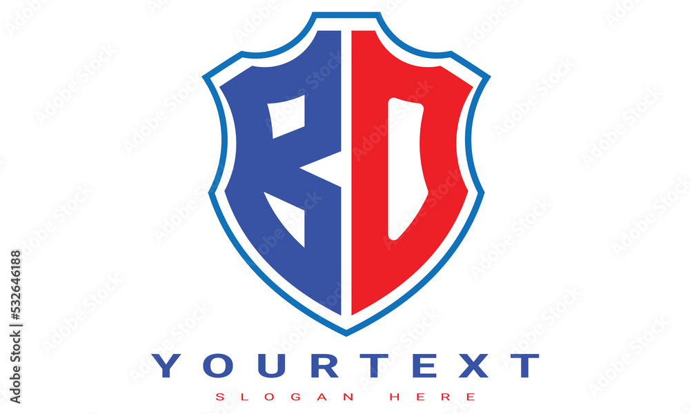 BO Two letters shield logo design. BO Two letters shield logo design.