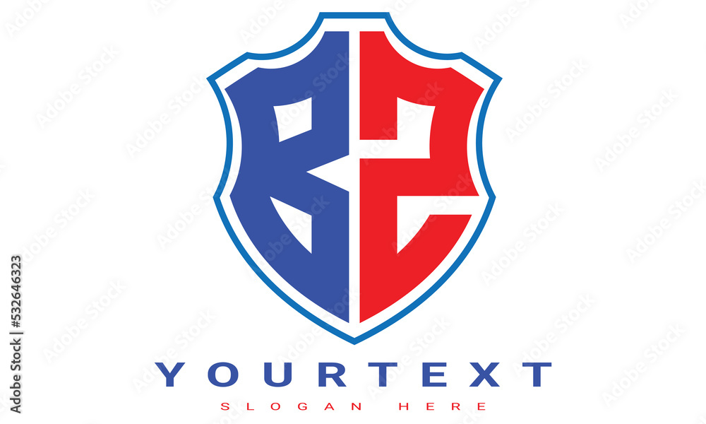 Fototapeta premium BZ Two letters shield logo design.